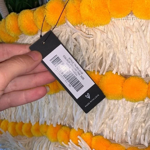 Lulu’s Pom Springs Pom Pom Straw Beach Market Boho Bag NEW - Picture 6 of 9